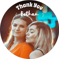 Thank you white handwritten text photo upload Wafer Cupcake Topper