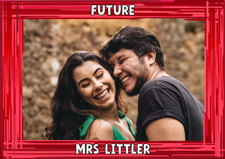 Hen do red swirl border photo upload Sponge Cake Topper