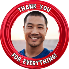 Thank you red swirl border photo upload Wafer Cupcake Topper