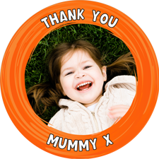 Thank you orange swirl border photo upload Wafer Cupcake Topper