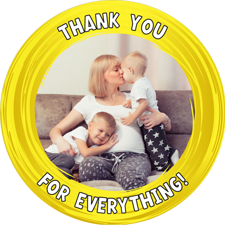 Thank you yellow swirl border photo upload Wafer Cupcake Topper