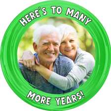 Anniversary green swirl border photo upload Edible Cupcake Topper