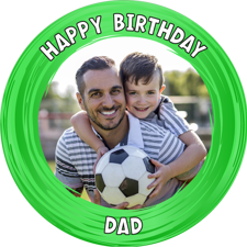 Happy birthday green swirl border for him photo upload Edible Cupcake Topper