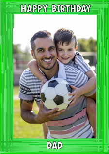 Happy birthday green swirl border for him photo upload Sponge Cake Topper