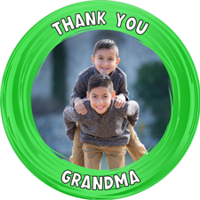 Thank you green swirl border photo upload Wafer Cupcake Topper
