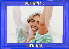 Hen do dark dark blue swirl border photo upload Sponge Cake Topper