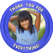 Thank you dark blue swirl border photo upload Wafer Cupcake Topper