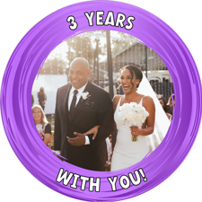 Anniversary purple swirl border photo upload Edible Cupcake Topper