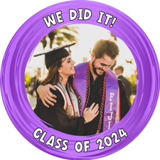 You did it purple swirl border photo upload Edible Cupcake Topper