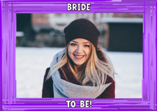 Hen do purple swirl border photo upload Sponge Cake Topper