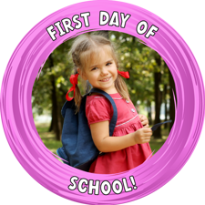 You did it pink swirl border photo upload Edible Cupcake Topper