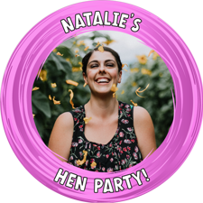 Hen do pink swirl border photo upload Edible Cupcake Topper
