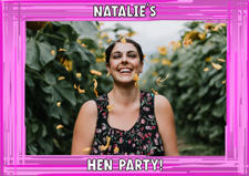 Hen do pink swirl border photo upload Sponge Cake Topper