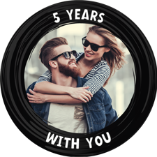 Happy anniversary black swirl border photo upload Edible Cupcake Topper