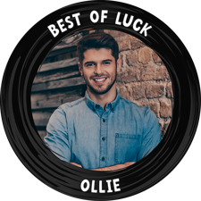 Best of luck black swirl border photo upload Sponge Cake Topper