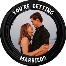 Hen do black swirl border photo upload Edible Cupcake Topper