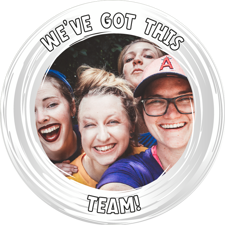 Good luck white swirl border photo upload Edible Cupcake Topper