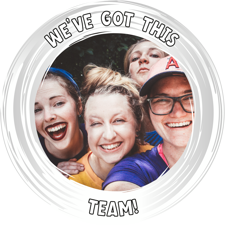 Good luck white swirl border photo upload Sponge Cake Topper