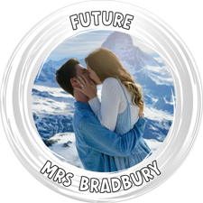 Hen do white swirl border photo upload Edible Cupcake Topper