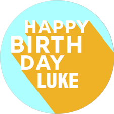 Happy birthday colourful blue orange shadow for him custom text Edible Cupcake Topper