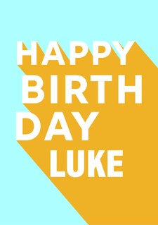 Happy birthday colourful blue orange shadow for him custom text Sponge Cake Topper