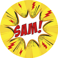 Superhero yellow red lightning comic book name custom text Sponge Cake Topper