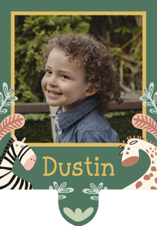 Happy birthday jungle animal illustration for boys photo upload Retro Cupcake Topper