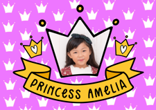 Pink and gold princess crown birthday banner for girls photo upload Sponge Cake Topper