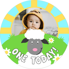 Birthday cute farmyard sheep for boys photo upload Edible Cupcake Topper