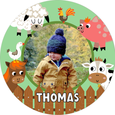 Birthday colourful farmyard animal friends for boys photo upload Edible Cupcake Topper