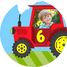 Birthday farm tractor with animals for boys photo upload Edible Cupcake Topper