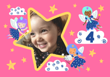 Birthday fairy friends star frame for girls photo upload Sponge Cake Topper