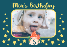 Birthday magical fairy toadstool for girls photo upload Sponge Cake Topper