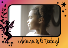 Birthday magical fairy sunset frame for girls photo upload Sponge Cake Topper