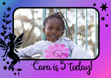 Birthday magical fairy pink and purple frame for girls photo upload Sponge Cake Topper