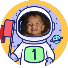 Birthday space moon astronaut frame for boys photo upload Edible Cupcake Topper