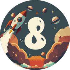 Birthday retro graphics space rockets and planets for boys custom text Edible Cupcake Topper