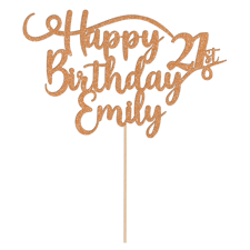 Happy birthday custom age & name best selling swirl Glitter Topper