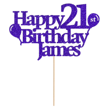 Happy birthday balloons custom age & name Glitter Topper