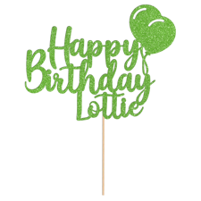 Cursive happy birthday with balloons custom name Glitter Topper