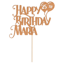 Serif happy birthday custom name & age balloons Glitter Topper