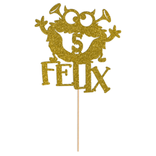 Custom age & name small cute birthday dog  Glitter Topper