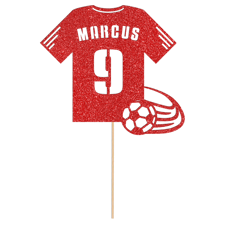 Birthday football team shirt with custom name & age Glitter Topper