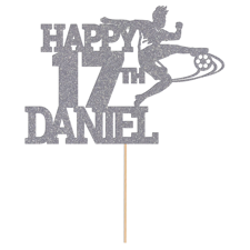 Happy birthday custom age & name football player  Glitter Topper
