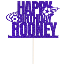 Happy birthday custom name football design Glitter Topper