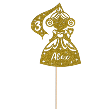 Magical birthday fairy princess dress custom age & name Glitter Topper