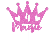 Princess birthday crown custom age & name Glitter Topper