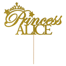 Birthday princess tiara with stars custom name Glitter Topper