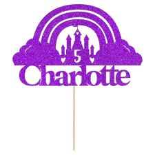Rainbow magical kingdom birthday princess custom age & name Glitter Topper