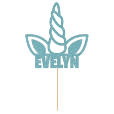 Magic unicorn horn princess birthday custom name Glitter Topper